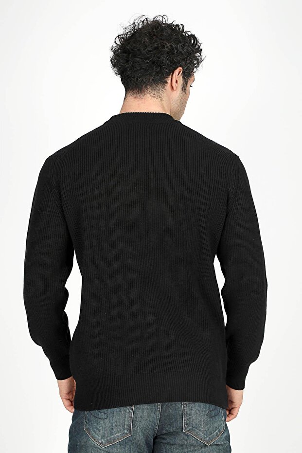 Ruby Erkek Balıkçı Yaka Triko Kazak Siyah - 3