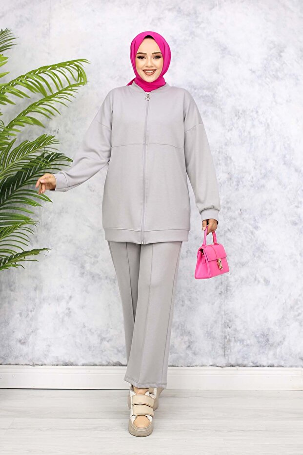 Gray 3344 Model Zippered Double Set - 4