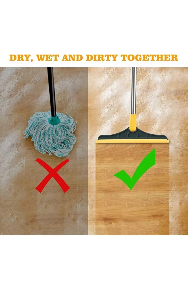 V-shape Cleaning Brush Floor Scrub Magic Broom With Long Handle And Squeegee Double Brush - 4