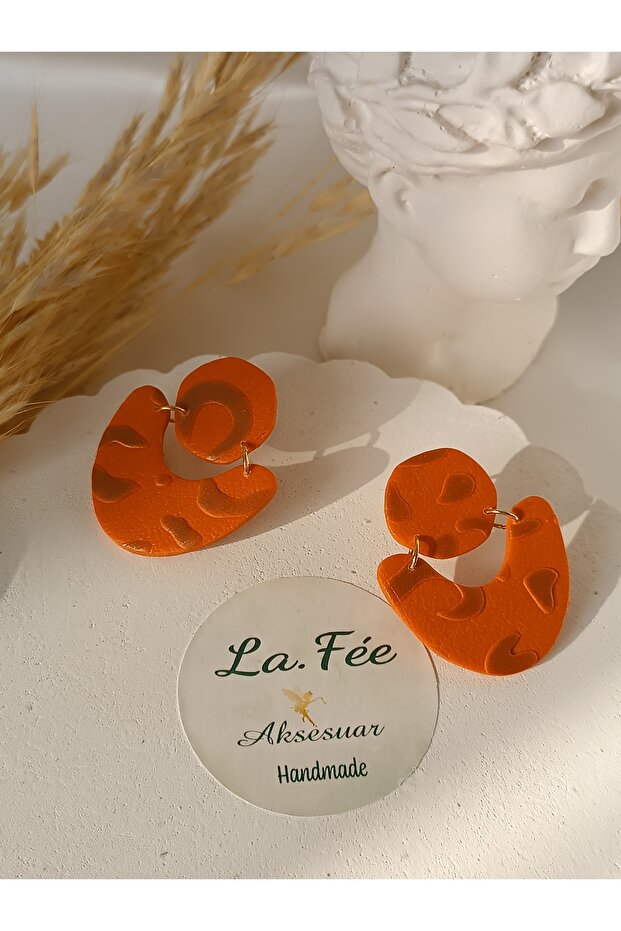 Matte - Leopard Texture Polymer Clay Steel Pin Dangle Earrings