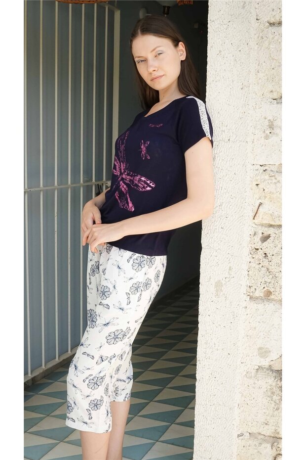 Women's Navy Blue Capri Suit 10008