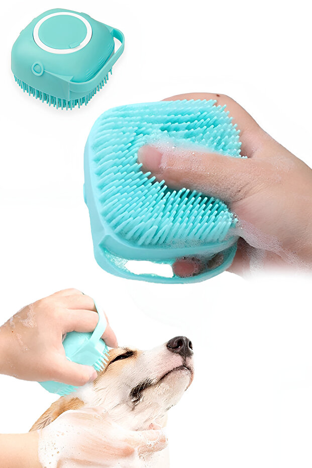 Pet Washing Brush Silicone Cat Dog Cleaning Comb with Chamber Animal Washing Accessory