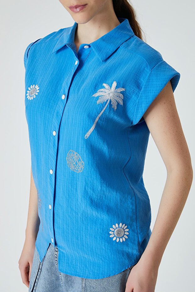 Kolsuz nakışlı gömlek - 4
