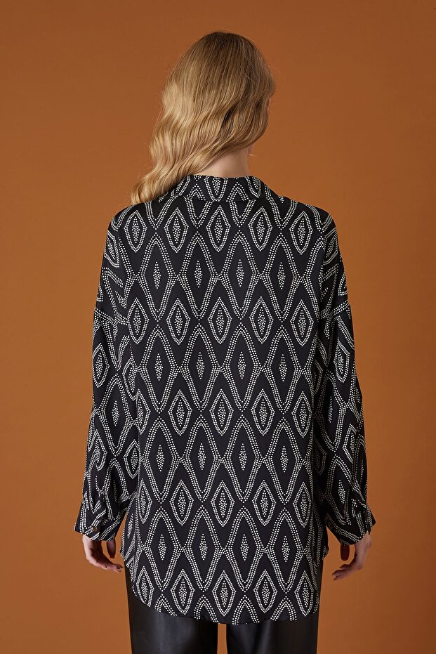 Grafik desenli gömlek - 4