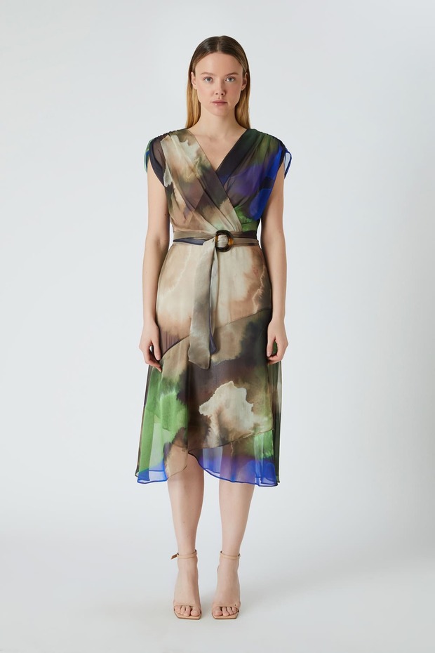 Bağlamalı brode elbise - 4