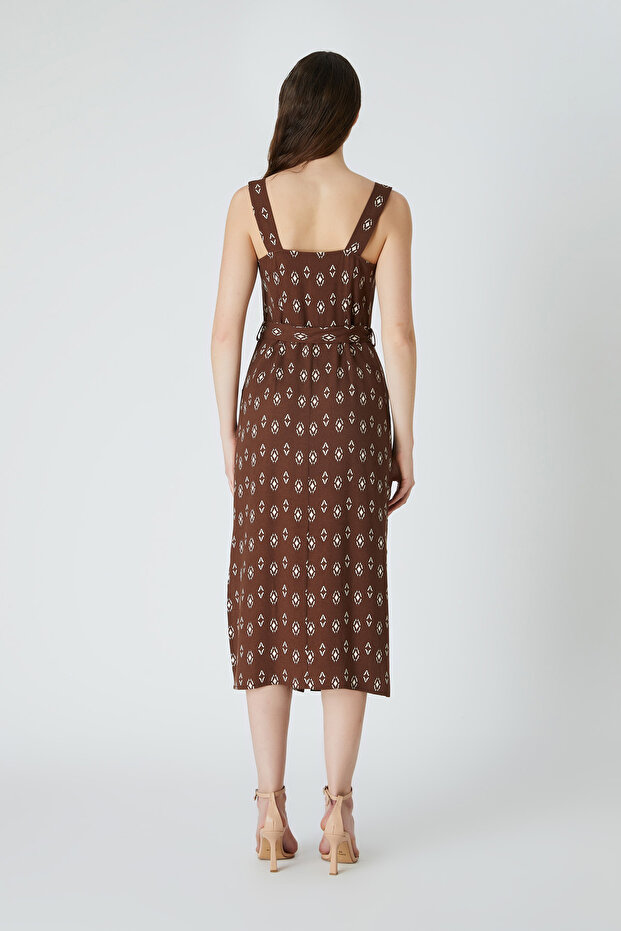 Desenli viskon elbise - 3
