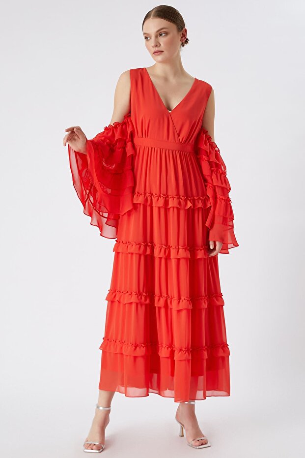 Uzun Şifon Elbise - 2