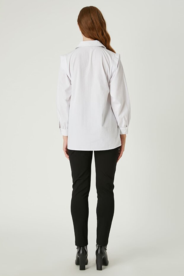 Baskılı poplin gömlek - 4