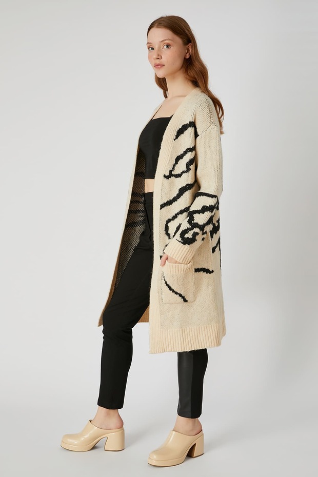 Kontrast jakarlı hırka - 2