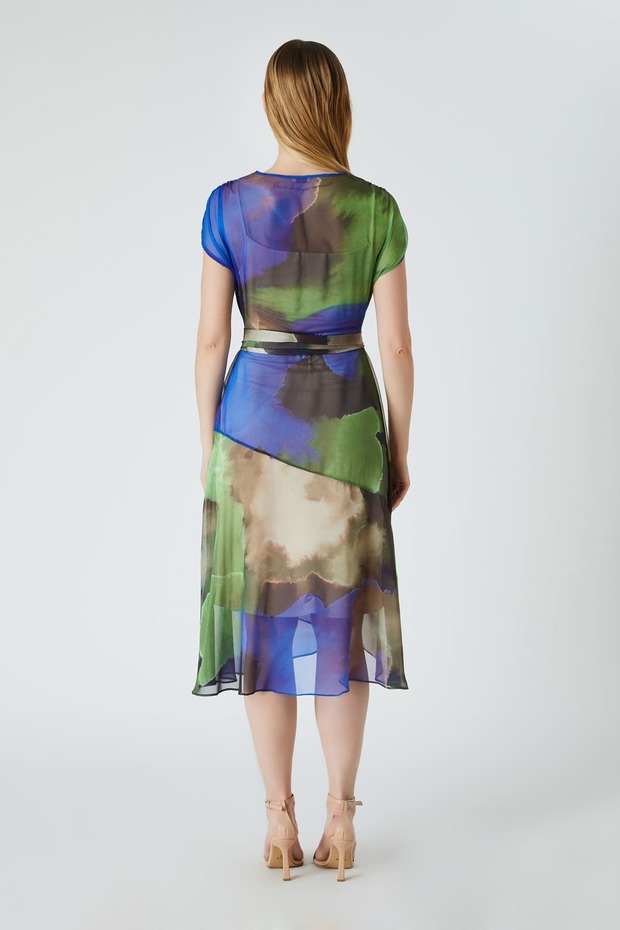 Bağlamalı brode elbise - 2