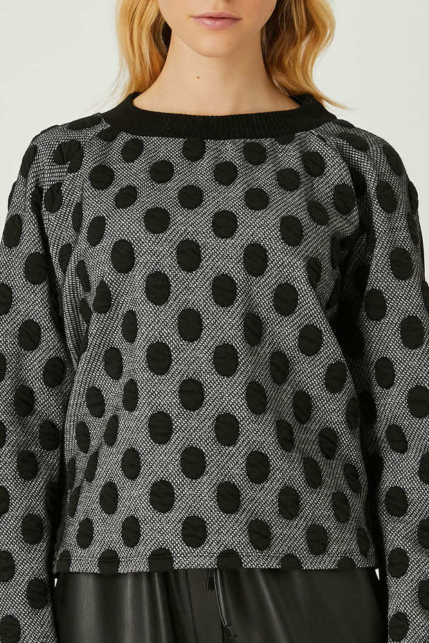 Puan jakarlı örme bluz - 4