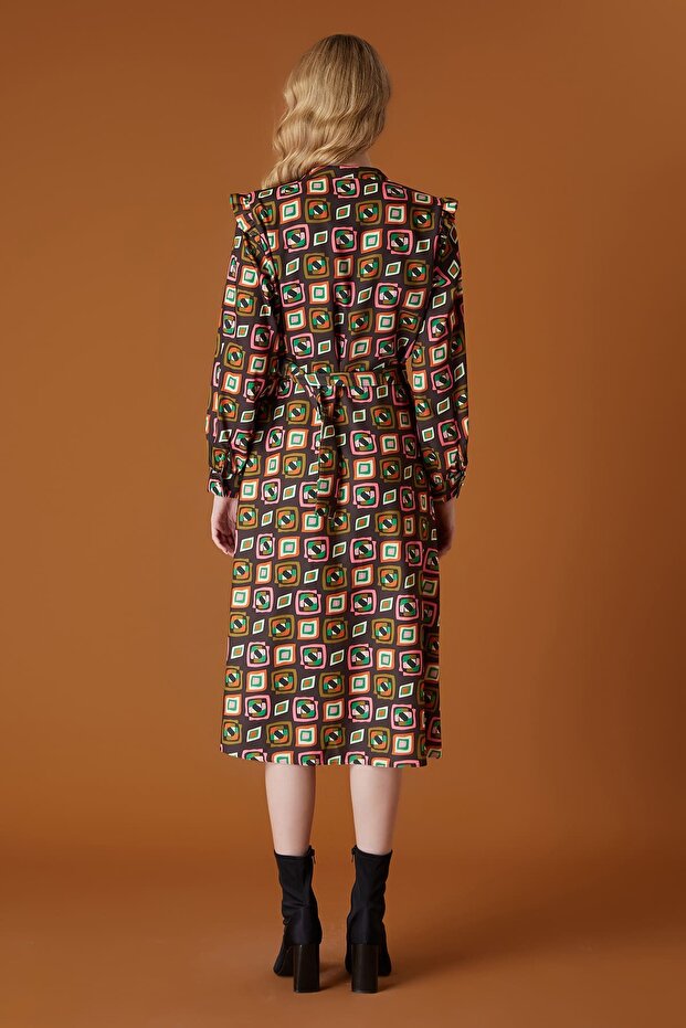 Grafik desenli elbise - 5