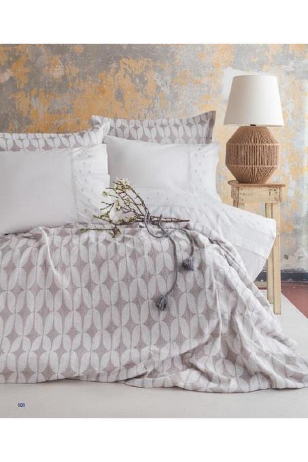 Çift Kişilik Tımeless Set Nakışlı Abeılle Gray - Yatak Ortusu - 4