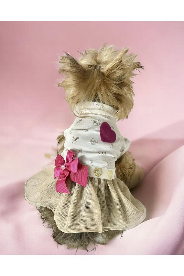 Creamy Fuchia Tütülü Köpek Elbisesi, Kıyafeti Tutu - 4