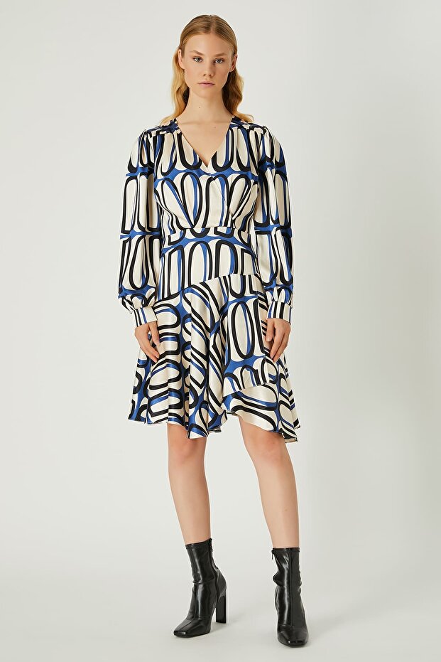 Grafik desenli elbise - 1