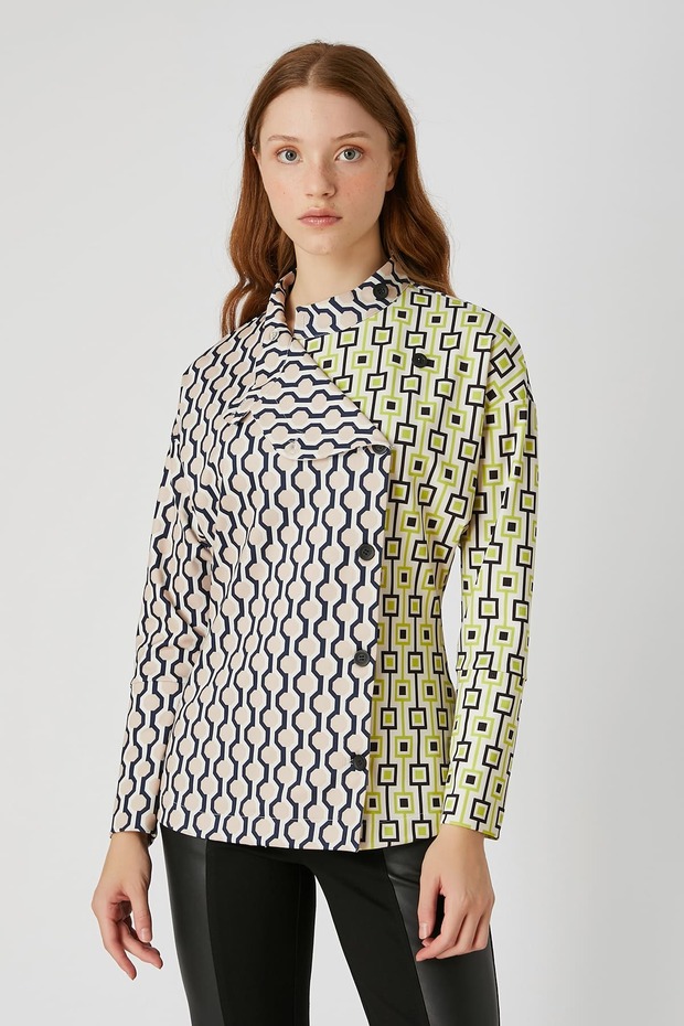Grafik desenli gömlek - 5