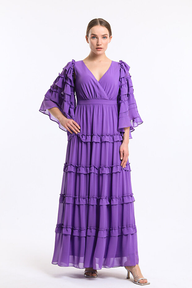 Uzun Şifon Elbise - 2