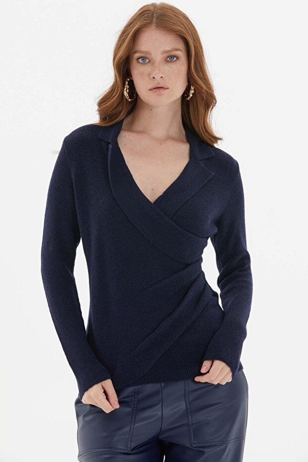 Kruvaze Bluz LACIVERT - 4