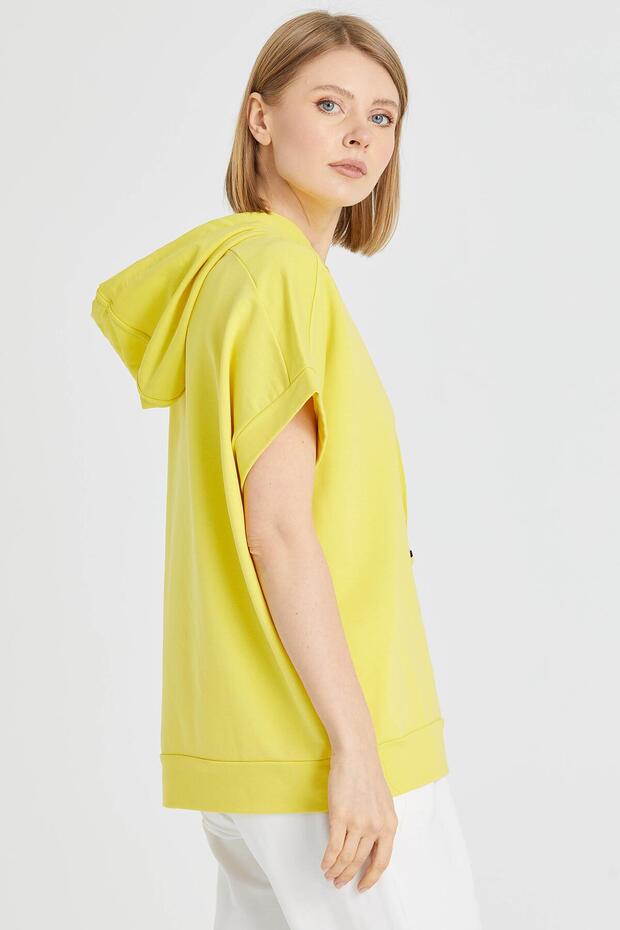 KAPİŞONLU SWEAT BLUZ SARI - 3