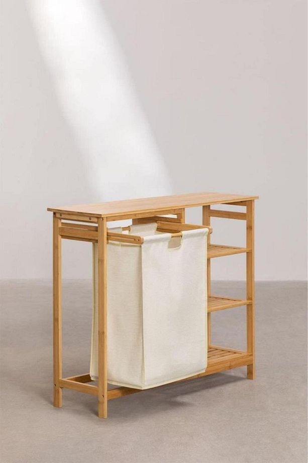 Bambu Bölmeli Banyo Düzenleyici Çamaşır Sepeti DB-0008H - 4