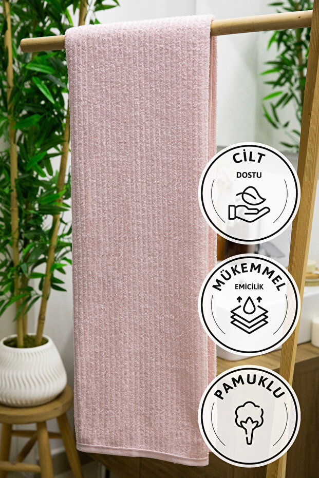 Line Luxury Cotton Bath Towel 100X150 - Powder