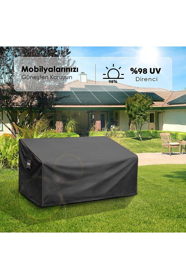 Tek Kişilik Bahçe Koltuk Örtüsü, Koruma Kılıfı, Su Geçirmez Mobilya Örtüsü 80-85-90cm - Siyah - 5