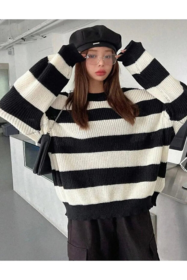 Kadın Oversize Triko Kazak - 3