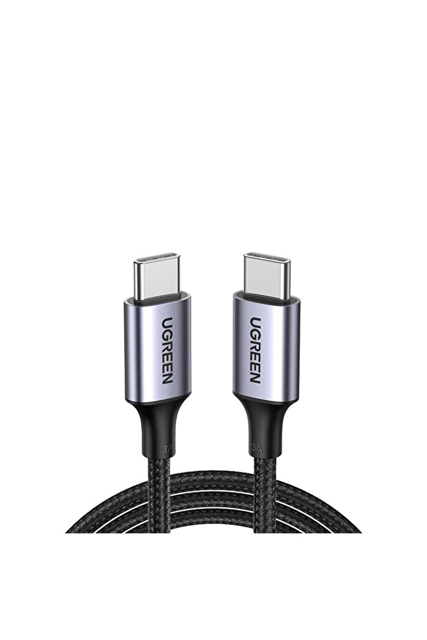 كابل USB-C إلى USB-C مطلي بالنيكل من الألومنيوم بقوة 100 وات بطول 3 متر - أسود