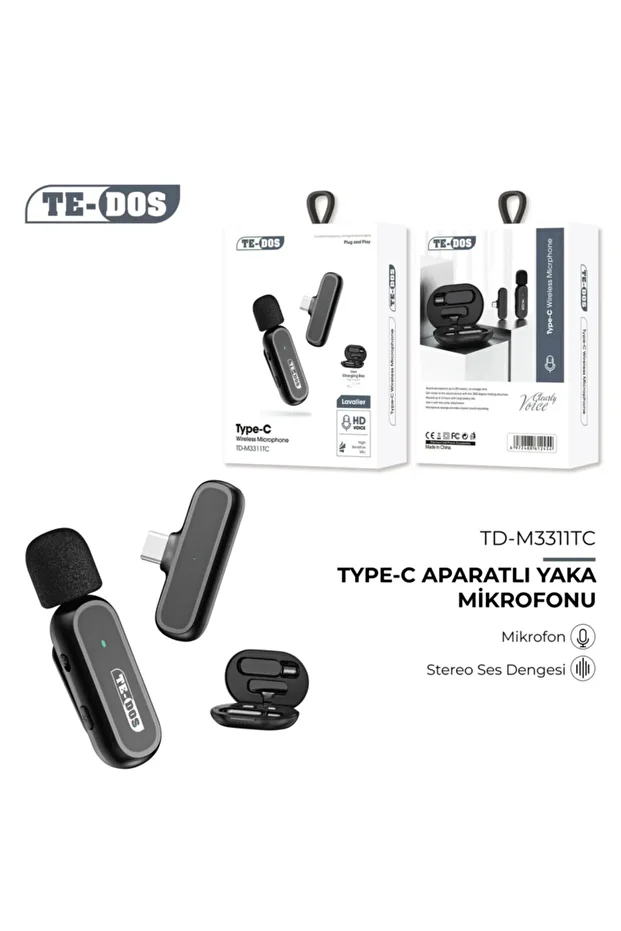 USB-C TYPE-C Bağlantı Aparatlı Android iPhone iPad Tablet Uyumlu Youtuber İnfluencer Yaka Mikrofonu - 2