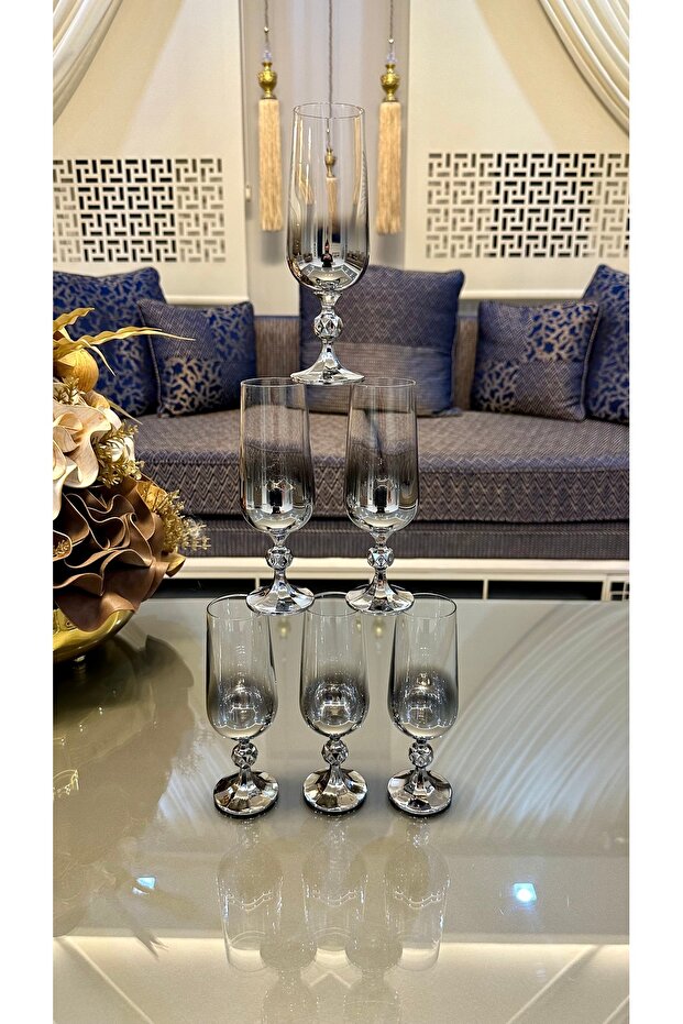 كوب قهوة طويل شفاف مطلي بالتيتانيوم الفضي سعة 180 سم مكعب، مع ضمان المصنع - 1