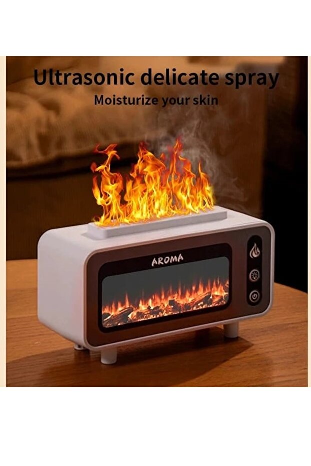 Air Humidifier Fireplace Diffuser 7Colors Led Ultrasonic Aroma Essential Oil Flame