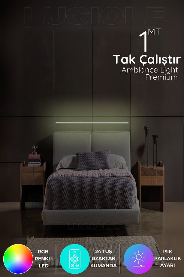 Rgb Led Abajur Aplik Gece Lambası Lambader Renkli Uzaktan Kumandalı Işık - Ledtube7 - 1