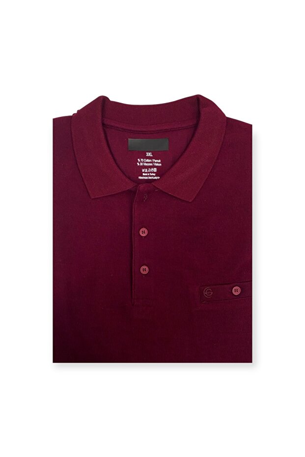 Men's Plus Size Polo Neck Thessaloniki Knit Burgundy Sweater 2142