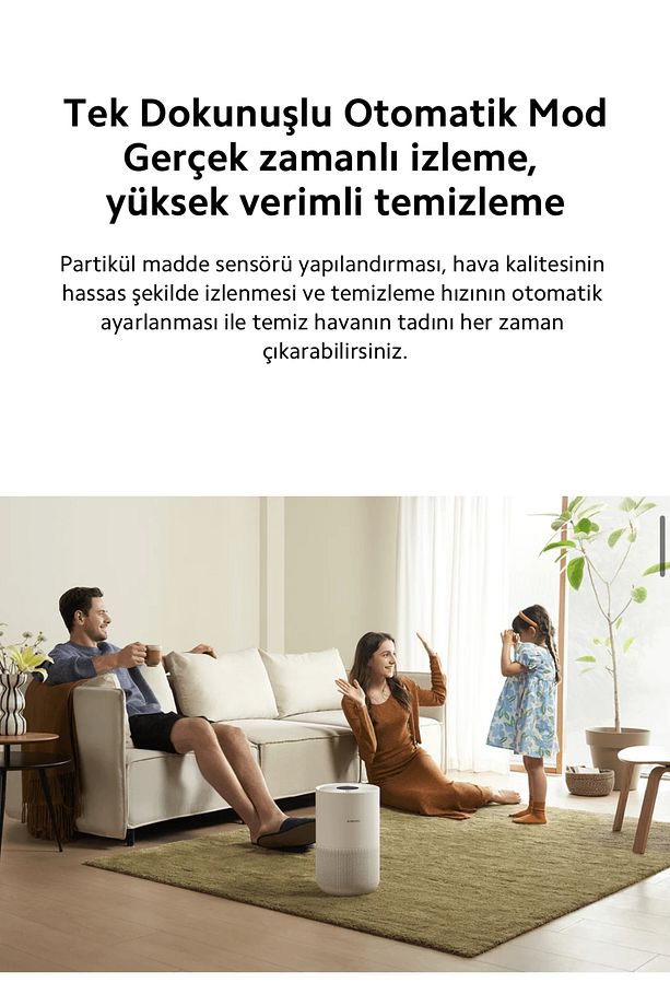 Compact Hava Temizleyici | Alerjen giderme | Akıllı kontrol | 3 ü 1 arada Yüksek Verimli Filtre - 8