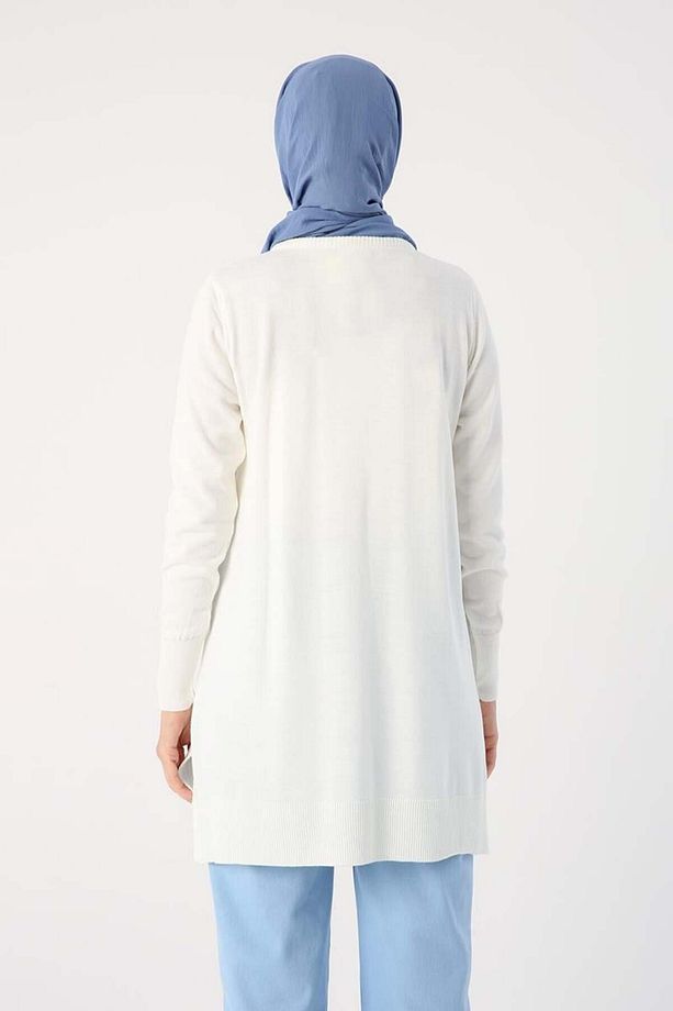 Ekru Bisiklet Yaka Triko Tunik - 4