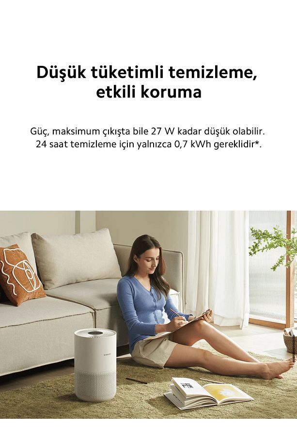 Compact Hava Temizleyici | 3 ü 1 arada Yüksek Verimli Filtre | Şık Tasarım | Alerjen giderme - 3