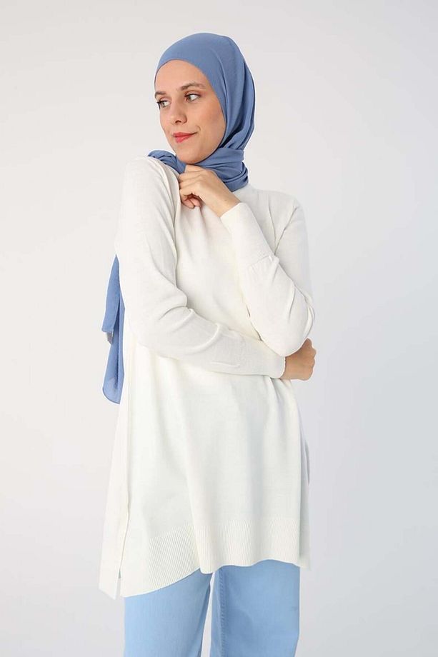 Ekru Bisiklet Yaka Triko Tunik - 3