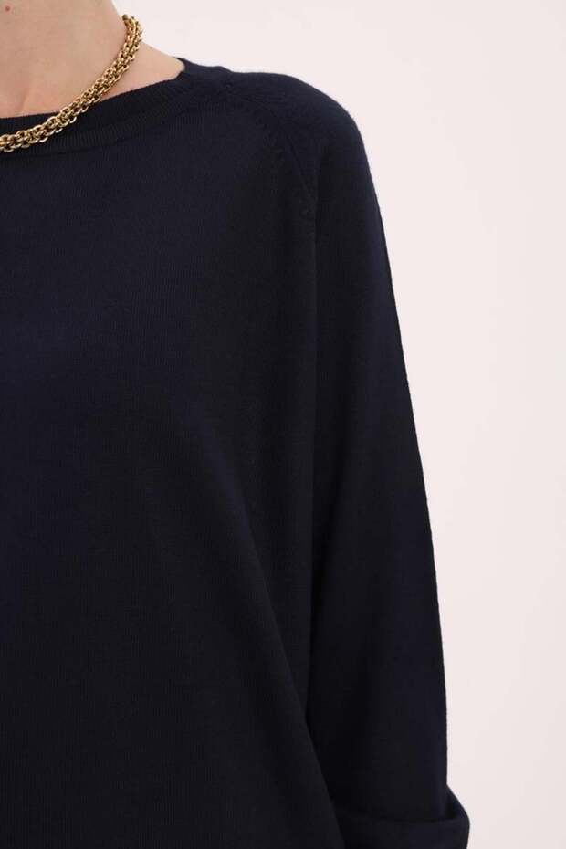 Lacivert-BASİC REGLAN BİSİKLET YAKA KAZAK - 5