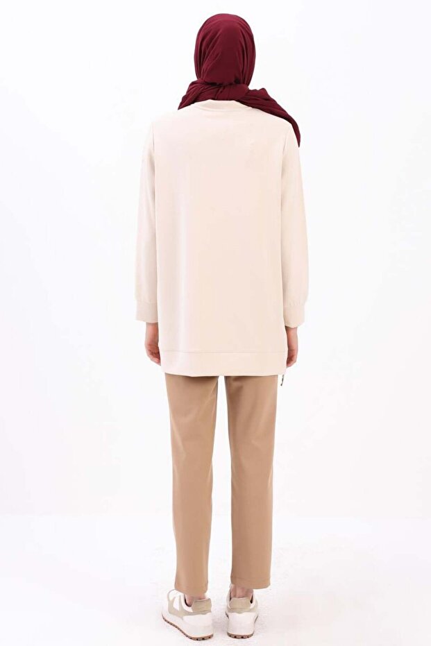 Açık Bej-Garni Piliseli Tunik - 4