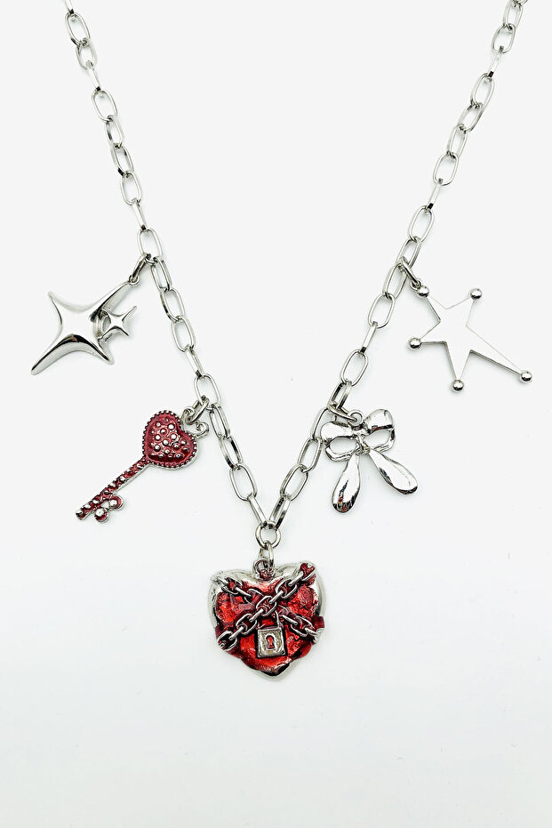 Gotik Kalp Anahtar Charm Kolye - 3