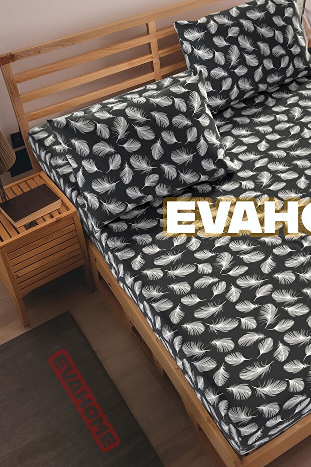 طقم ملاءات مرنة بنمط ريش كبير الحجم - مفرد/مزدوج - 4