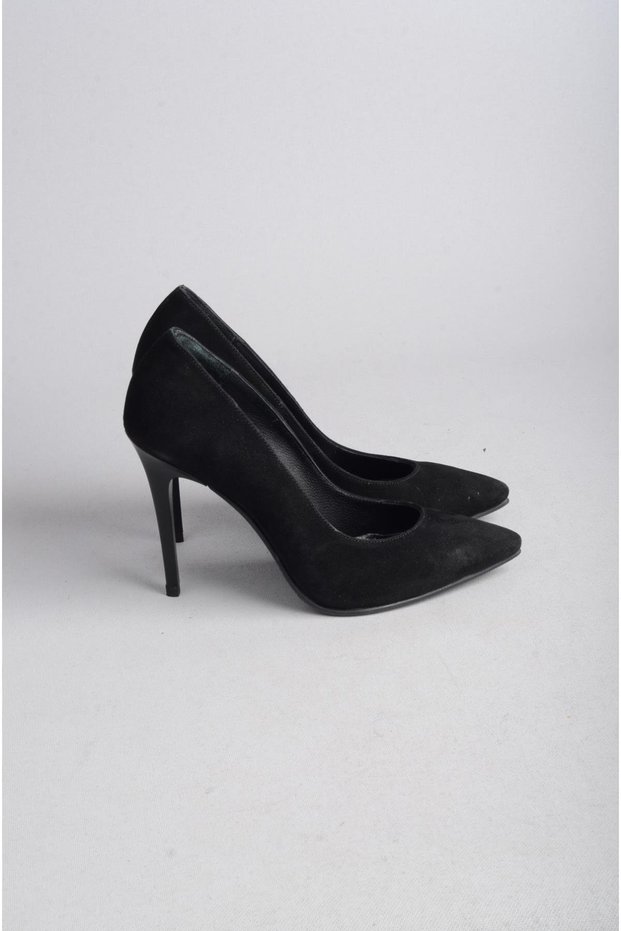 Select 1964 genuine leather stiletto (heel height: 11 cm) black suede