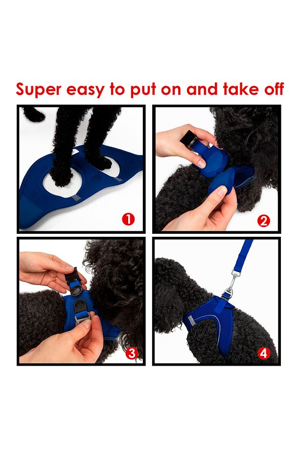 Kedi Köpek Air-Mesh Göğüs Tasması ve Gezdirme Sevk Kayışı Seti 2Sİ1 ARADA Lacivert - 7