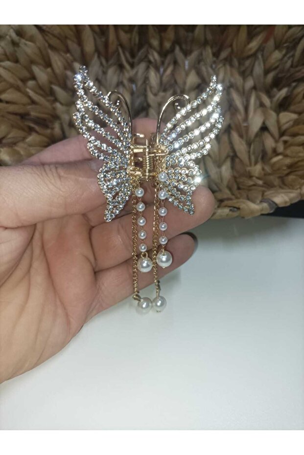 Women's New Season Crystal Stone Large Size Metal Peg Butterfly Pendent Buckle
