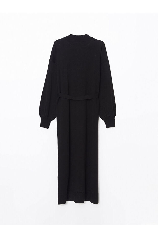 Lcw Modest Siyah Dik Yaka Kadın Triko Elbise - 6