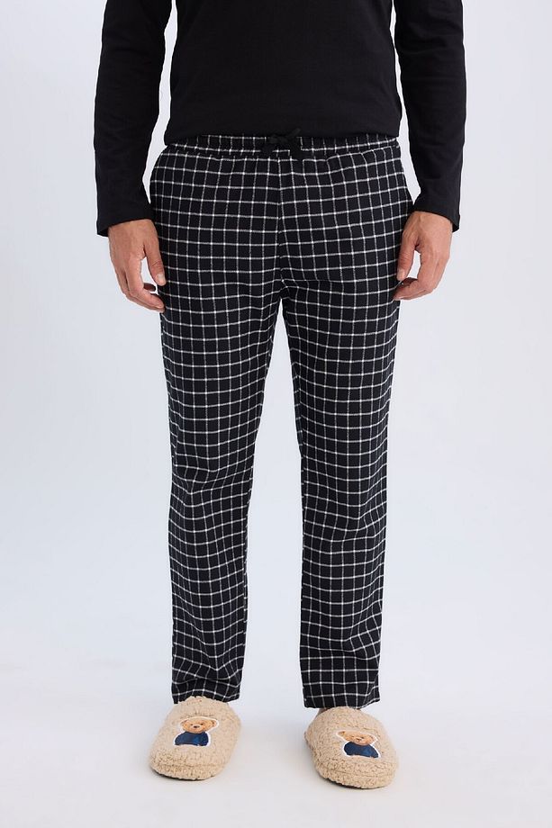 Regular Fit Pijama Takımı Bisiklet Yaka Uzun Kollu Üst Kareli Uzun Alt C6124AX24CW - 5