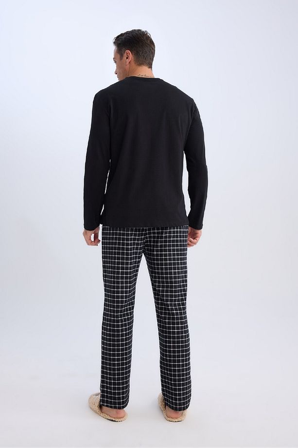 Regular Fit Pijama Takımı Bisiklet Yaka Uzun Kollu Üst Kareli Uzun Alt C6124AX24CW - 7