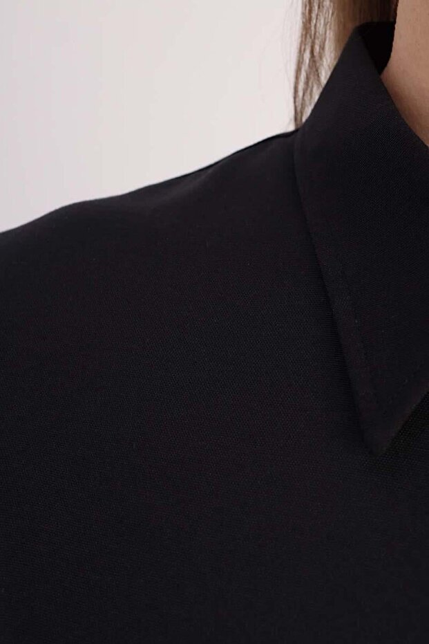 Black-Basic Hidden Placket Shirt - 5