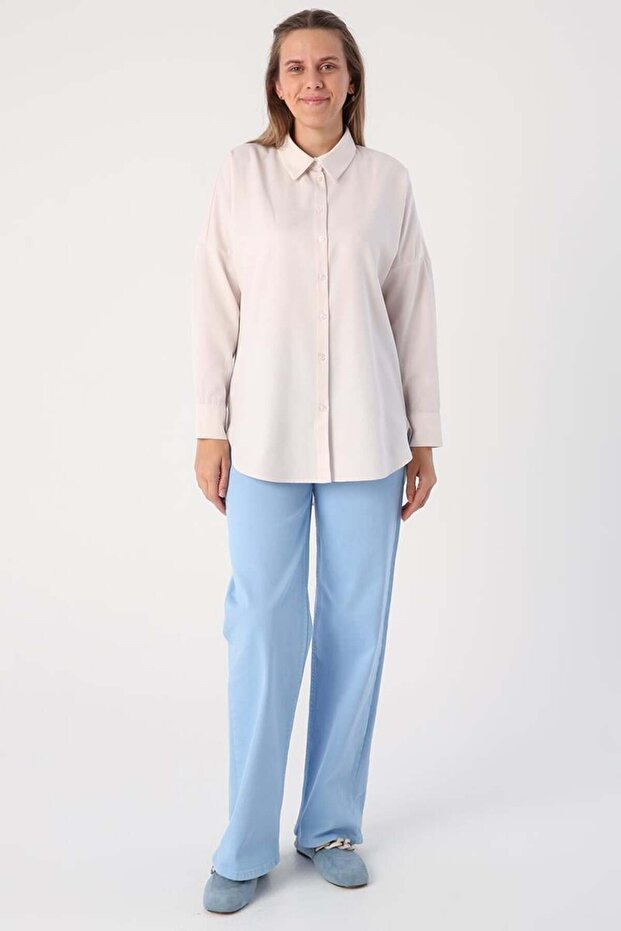 Light Pink-Oversize Basic Shirt - 5