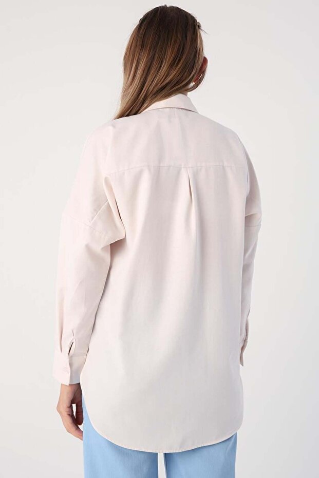 Light Pink-Oversize Basic Shirt - 4